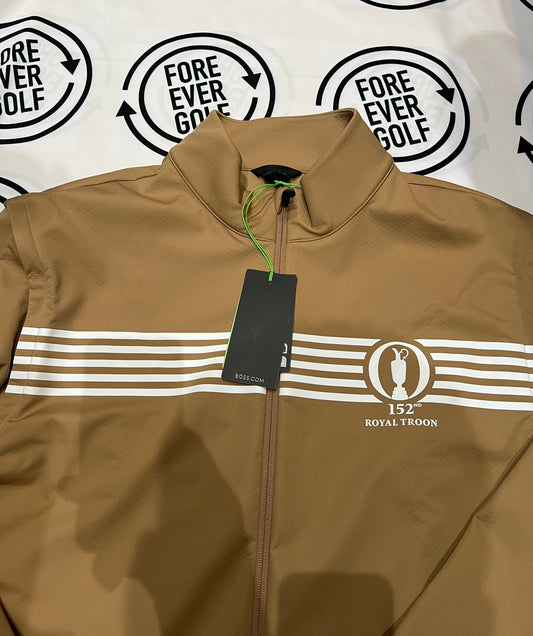 HUGO BOSS GOLF, Mens Size 4XL, THE OPEN, ROYAL TROON, Beige, Soft Shell Golf Jacket