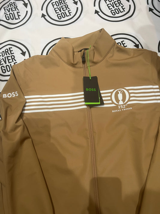 HUGO BOSS GOLF, Mens Size 3XL, THE OPEN, ROYAL TROON, Beige, Soft Shell Golf Jacket