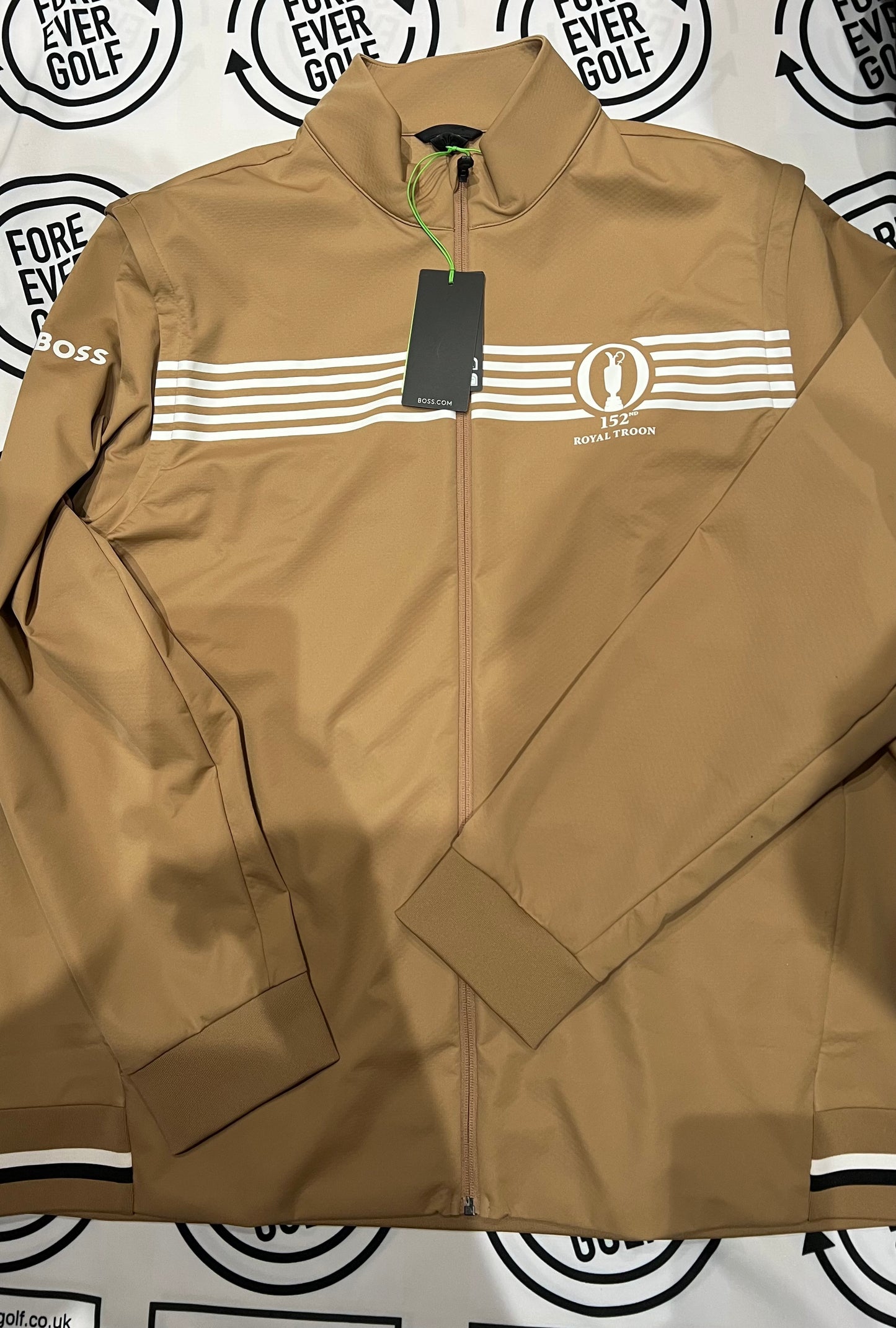 HUGO BOSS GOLF, Mens Size 4XL, THE OPEN, ROYAL TROON, Beige, Soft Shell Golf Jacket
