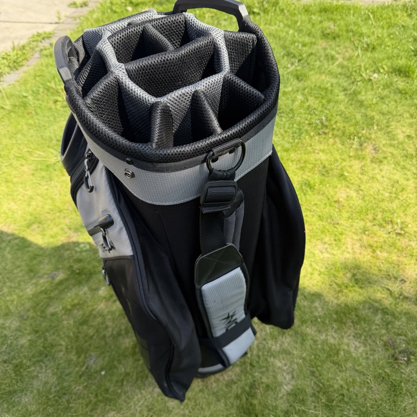 MGi LITE PLAY GOLF CART/TROLLEY BAG / 14 Way Divide / Grey / GOOD USED