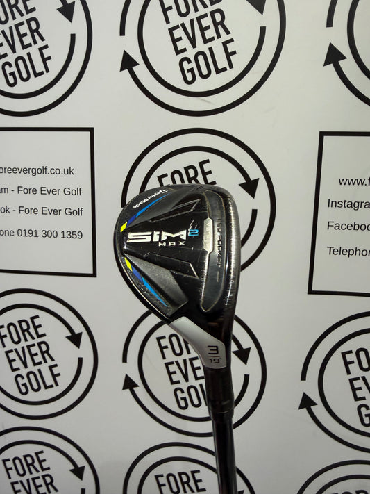 TAYLORMADE SIM2 MAX 3 HYBRID / 19 Deg / Mens RH / 80g Stiff Flex / GOOD USED
