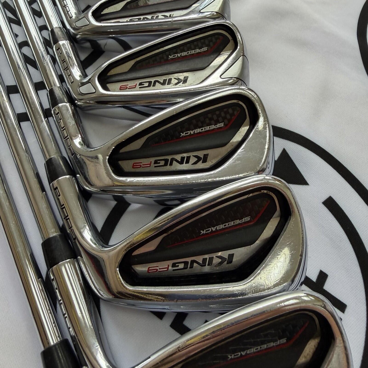 COBRA F9 SPEEDBACK IRONS / 5 - SW / Mens RH / 90g Reg Flex / V.GOOD USED
