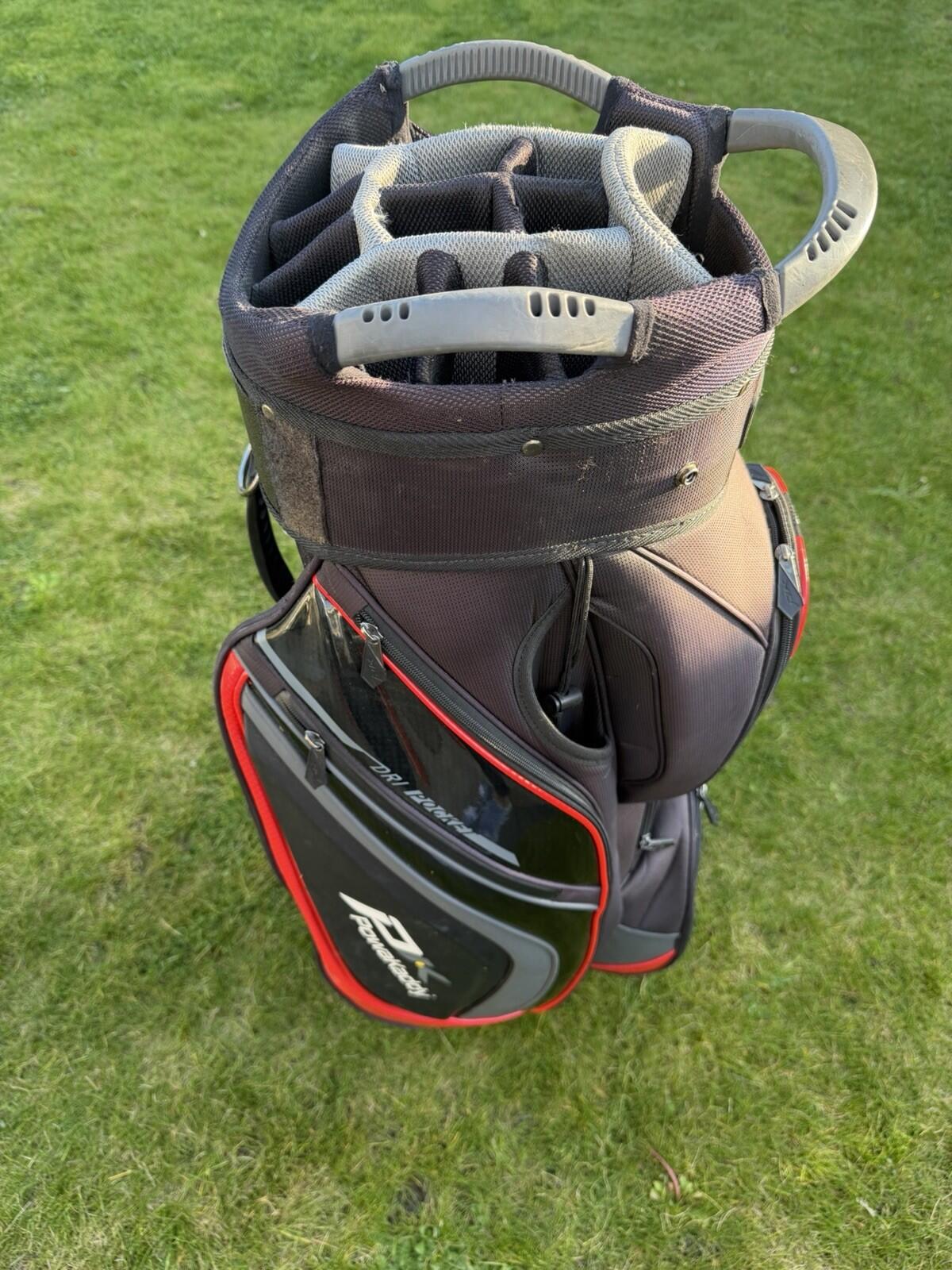 POWAKADDY PREMIUM EDITION GOLF CART BAG / 14 Way Divide / Black/Red / GOOD