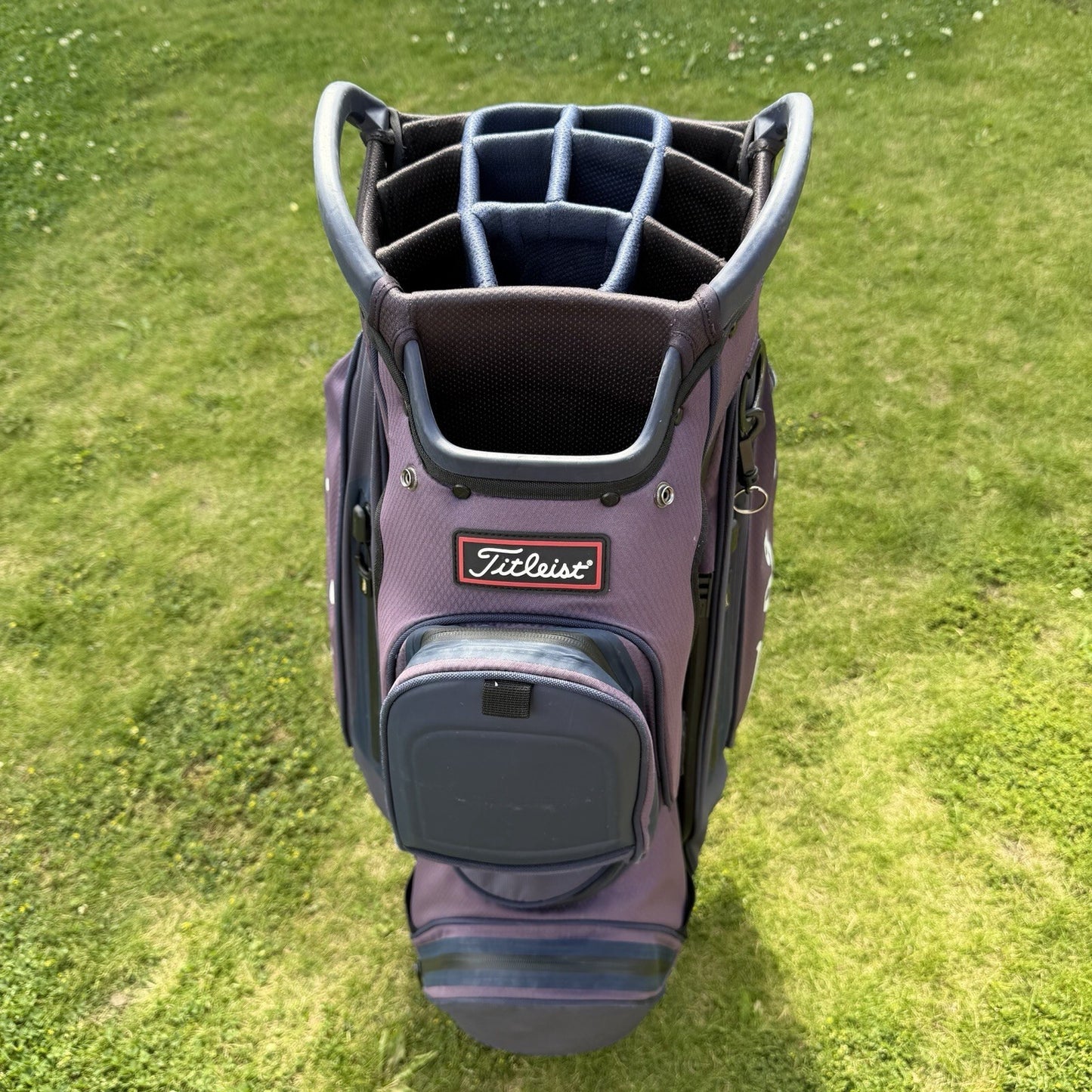 TITLEIST STADRY TROLLEY/CART GOLF BAG / 14 Way Divide / Purple/Blue / GOOD USED