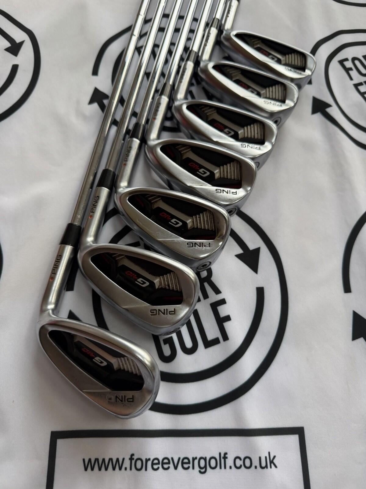 PING G410 IRONS / 5 - PW + SW / Mens RH / 98 Deg / Orange Dot / GOOD USED