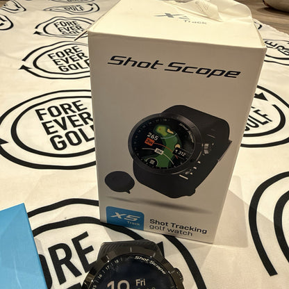 SHOT SCOPE X5 GOLF GPS WATCH / Black / 16 x Club Tags inc. / GOOD USED