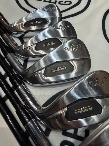 CALLAWAY ROGUE ST PRO IRONS / 5-PW / RH / 85g Stiff Flex Graphite Shafts