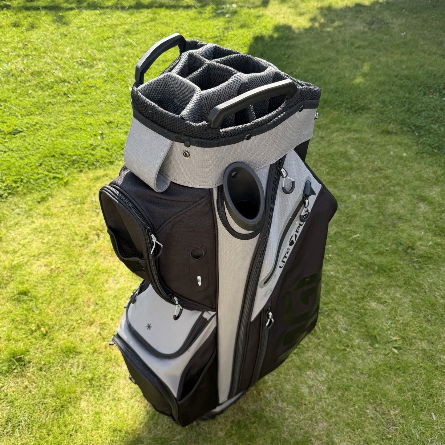 MGi LITE PLAY GOLF CART/TROLLEY BAG / 14 Way Divide / Grey / GOOD USED