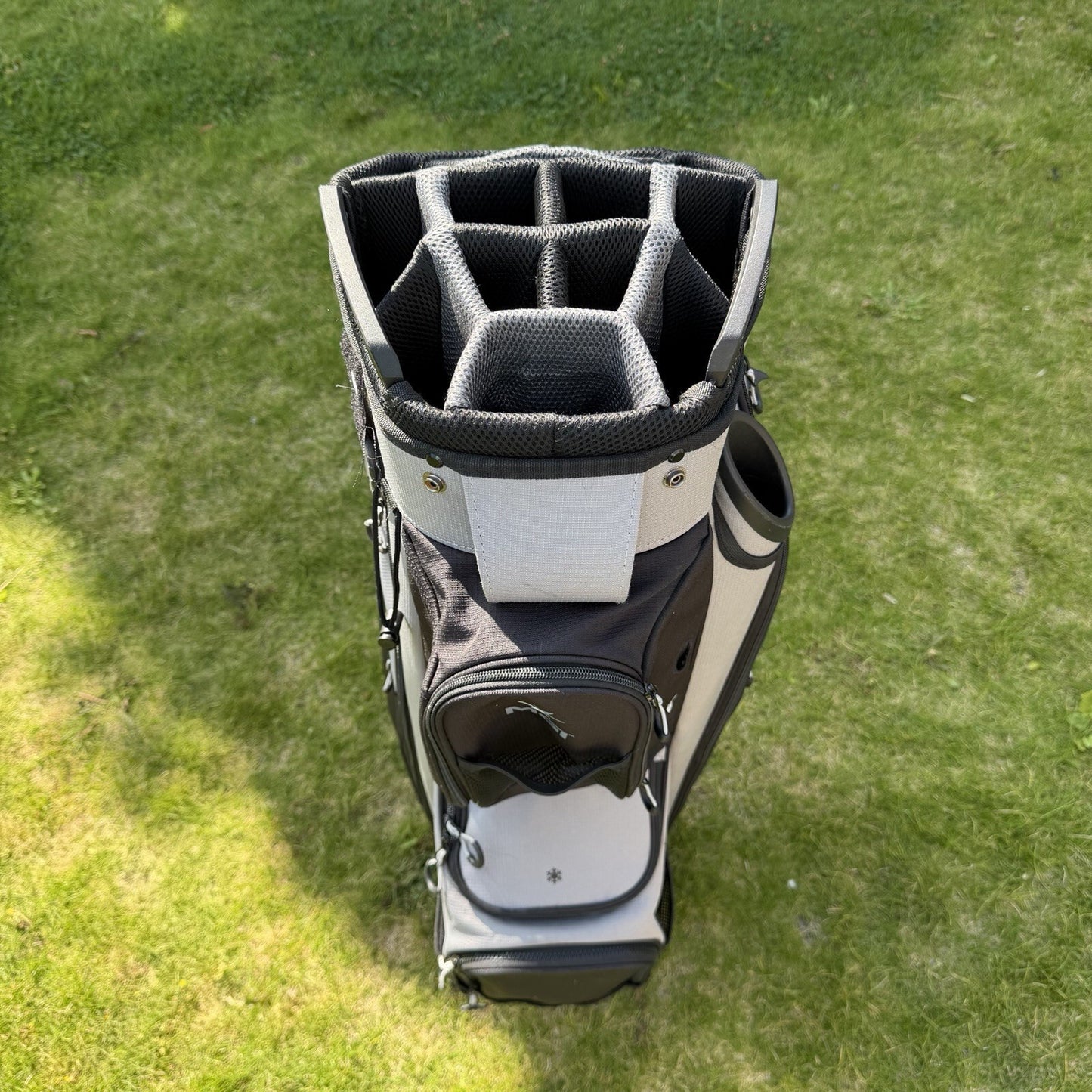 MGi LITE PLAY GOLF CART/TROLLEY BAG / 14 Way Divide / Grey / GOOD USED