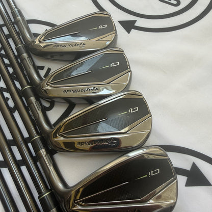 TAYLORMADE Qi GUNMETAL IRONS / 5 - PW + SW / RH / 85g Reg Fkex / V.GOOD USED