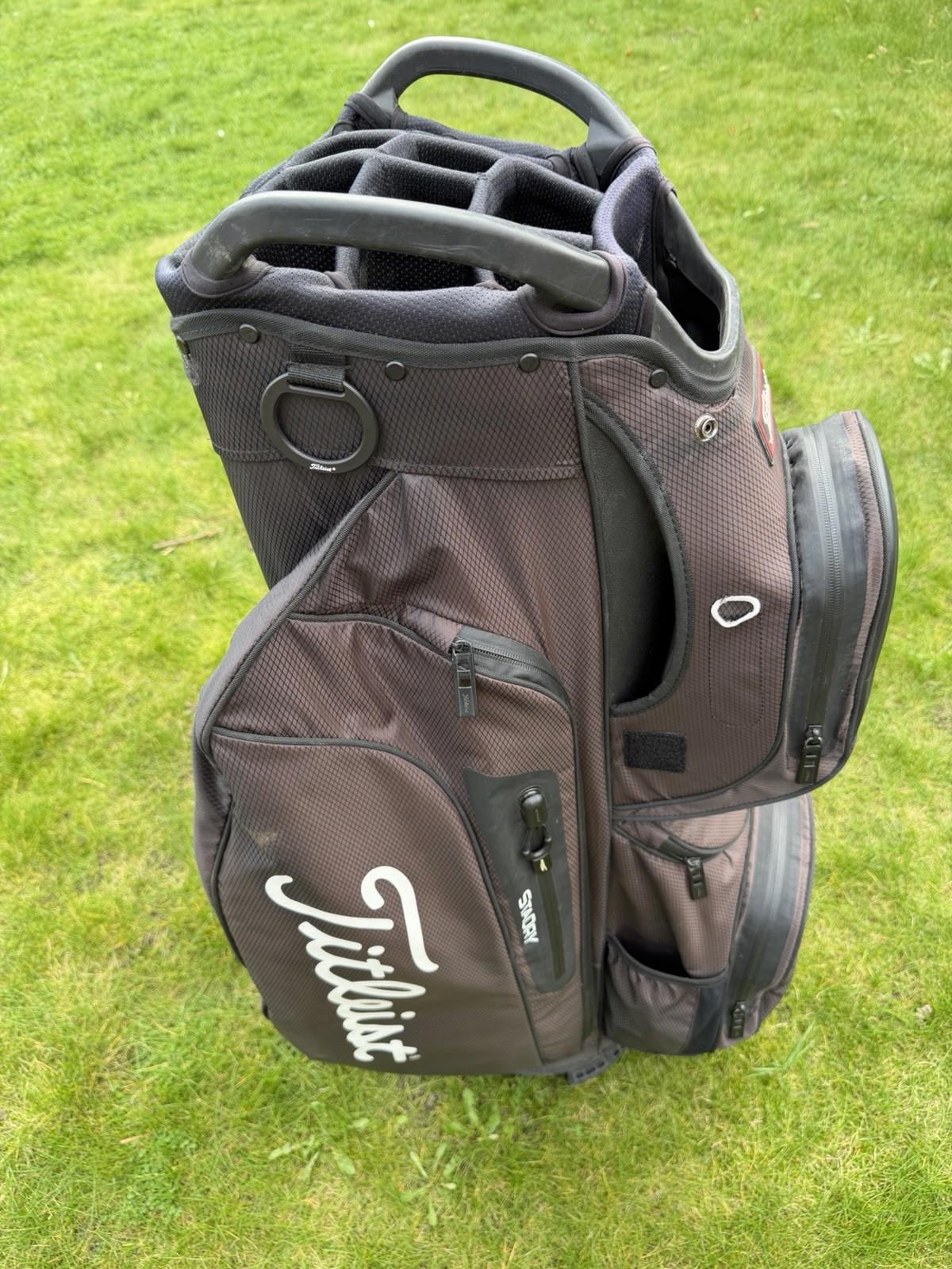 TITLEIST STA DRY 15 GOLF CART/TROLLEY BAG / 15 Way Divide / Brown/Black / GOOD