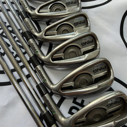 PING G SERIES IRONS / 5 - PW + SW + LW / Green Dot / RH / Reg Flex / GOOD USED