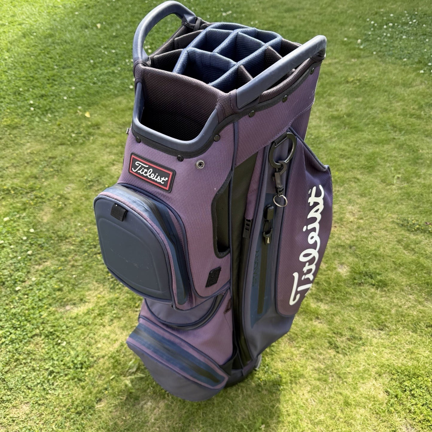 TITLEIST STADRY TROLLEY/CART GOLF BAG / 14 Way Divide / Purple/Blue / GOOD USED