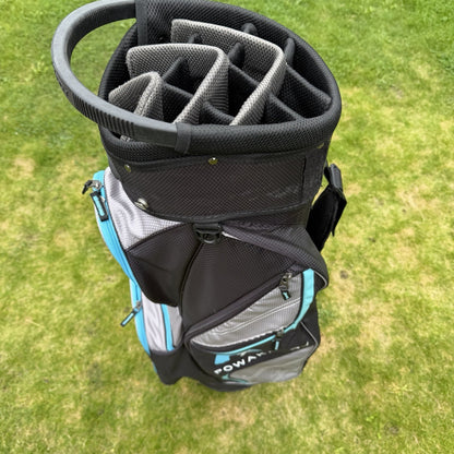 POWAKADDY LITE EDITION GOLF TROLLEY/CART BAG / 14 Way Divide Black/Blue / GOOD