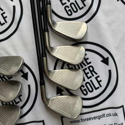 CALLAWAY MAVRIK IRONS / 5 - PW + AW / LH / 90g Reg Flex Graphite Shafts / GOOD