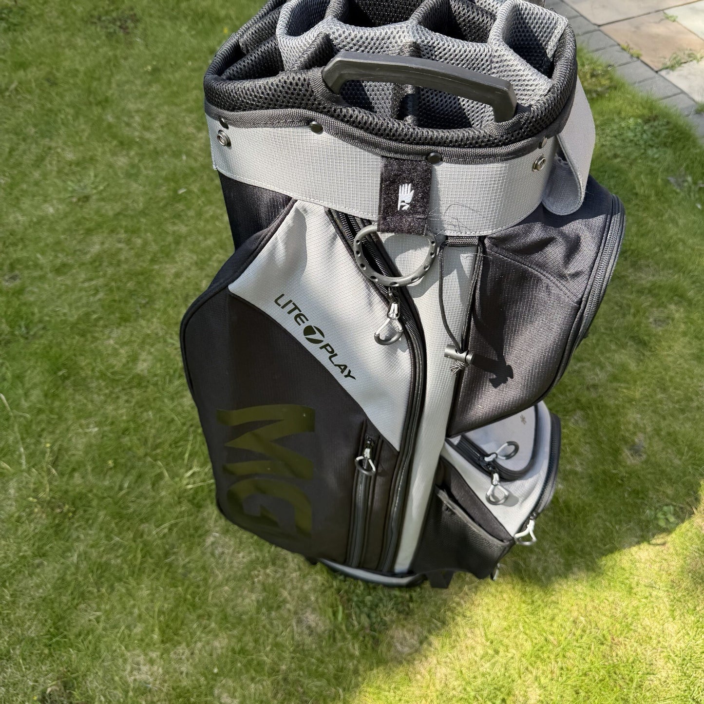 MGi LITE PLAY GOLF CART/TROLLEY BAG / 14 Way Divide / Grey / GOOD USED