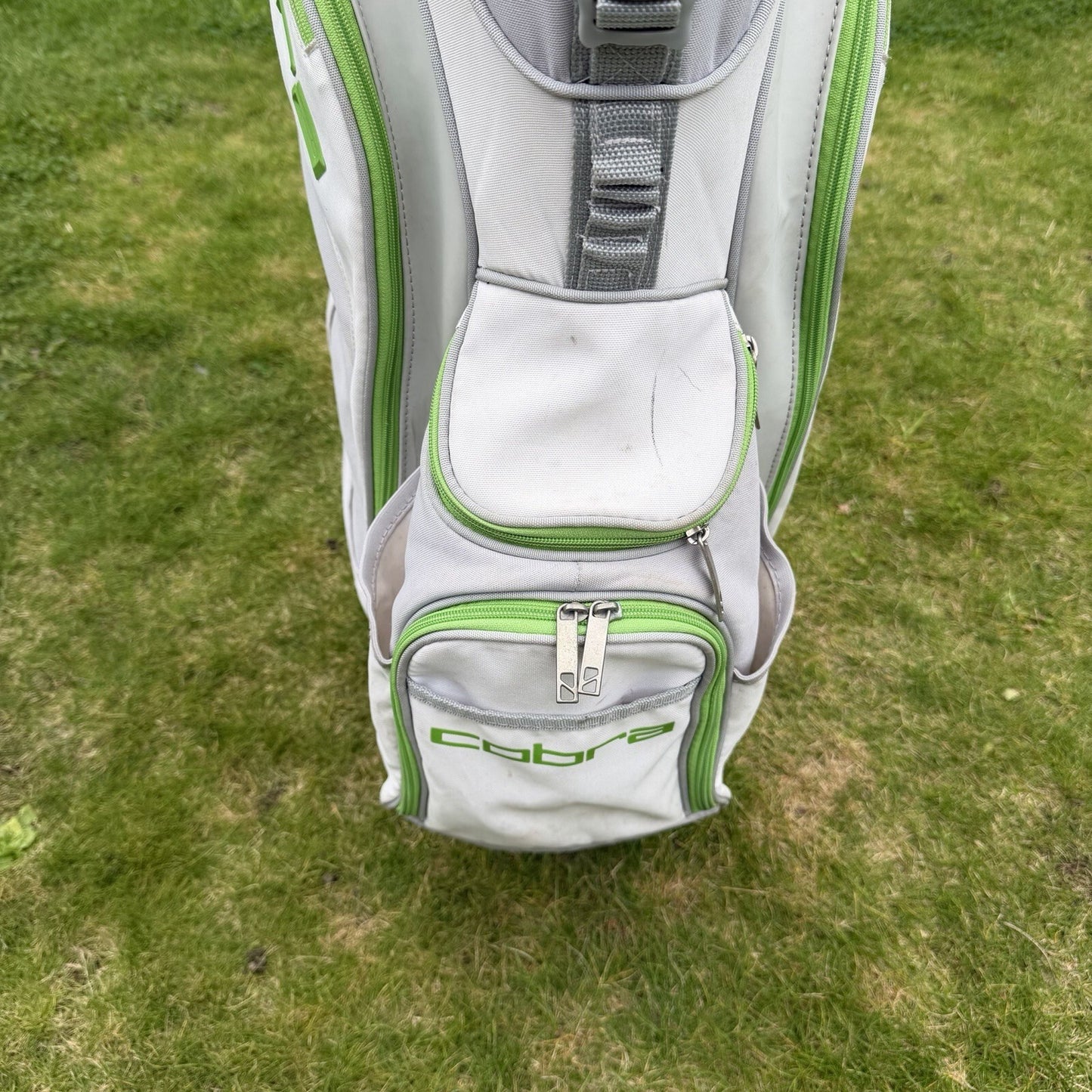 COBRA GOLF CART/TROLLEY BAG / White/Green / 5-Way Divide / OK USED