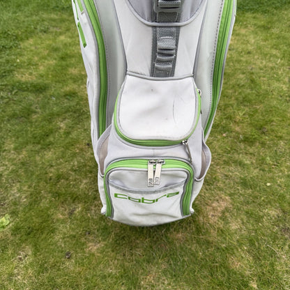 COBRA GOLF CART/TROLLEY BAG / White/Green / 5-Way Divide / OK USED