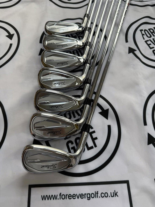 TITLEIST T350 IRONS / 5 - PW + 48 / Mens LH / Red AMT Reg Flex Shafts / V.GOOD