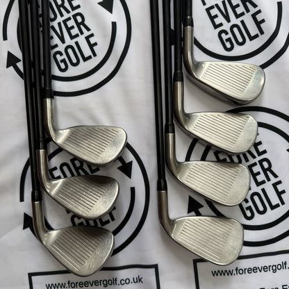 CALLAWAY MAVRIK IRONS / 5 - PW + AW / LH / 90g Reg Flex Graphite Shafts / GOOD