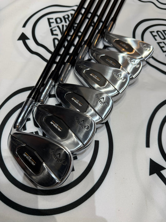CALLAWAY ROGUE ST PRO IRONS / 5-PW / RH / 85g Stiff Flex Graphite Shafts