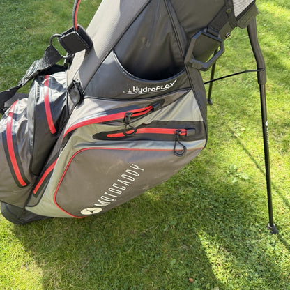 MOTOCADDY HYDROFLEX GOLF CARRY BAG / 5 Way Divide / Grey/Red / GOOD USED