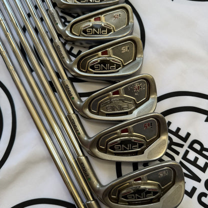PING i15 IRONS / 3-PW / Mens RH / GREEN DOT / Stiff Flex / OK USED