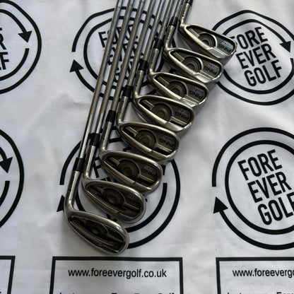 PING G SERIES IRONS / 5 - PW + SW + LW / Green Dot / RH / Reg Flex / GOOD USED