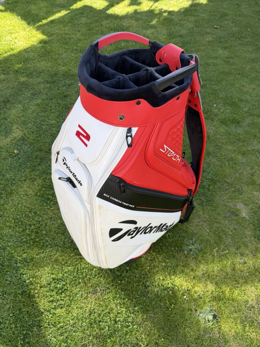 TAYLORMADE STEATH 2 TOUR STAFF BAG / 6 Way Divide / Red/White / V.GOOD USED