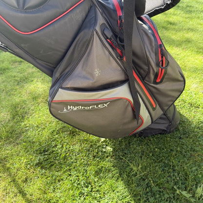 MOTOCADDY HYDROFLEX GOLF CARRY BAG / 5 Way Divide / Grey/Red / GOOD USED