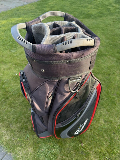 POWAKADDY PREMIUM EDITION GOLF CART BAG / 14 Way Divide / Black/Red / GOOD