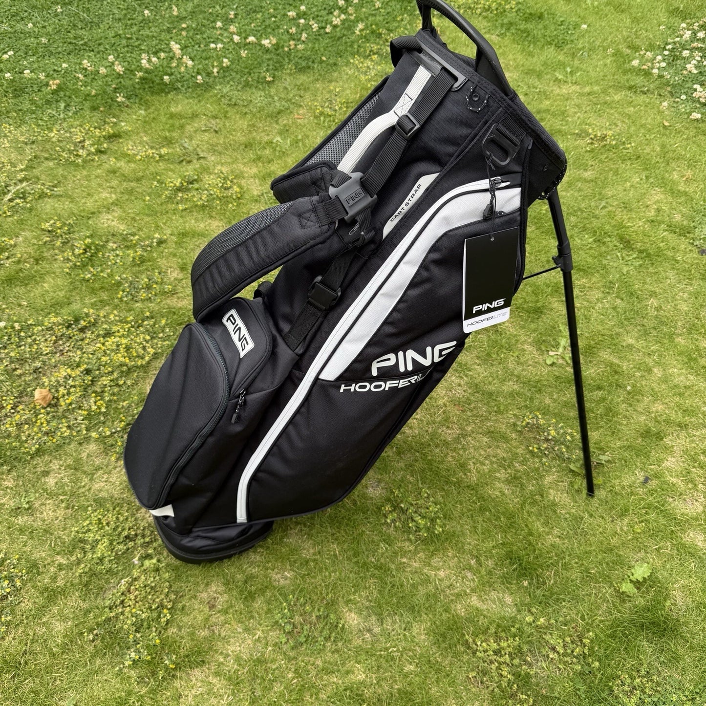 PINGER HOOFERLITE GOLF CARRY BAG / 4 Way Divide / Black/White / NEW