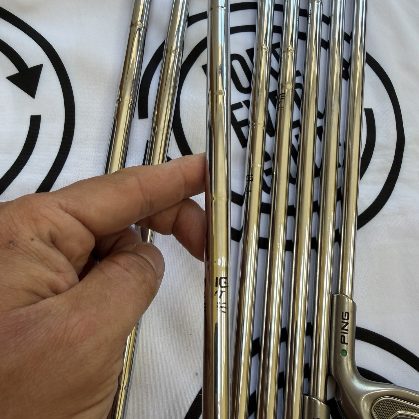 PING i15 IRONS / 3-PW / Mens RH / GREEN DOT / Stiff Flex / OK USED